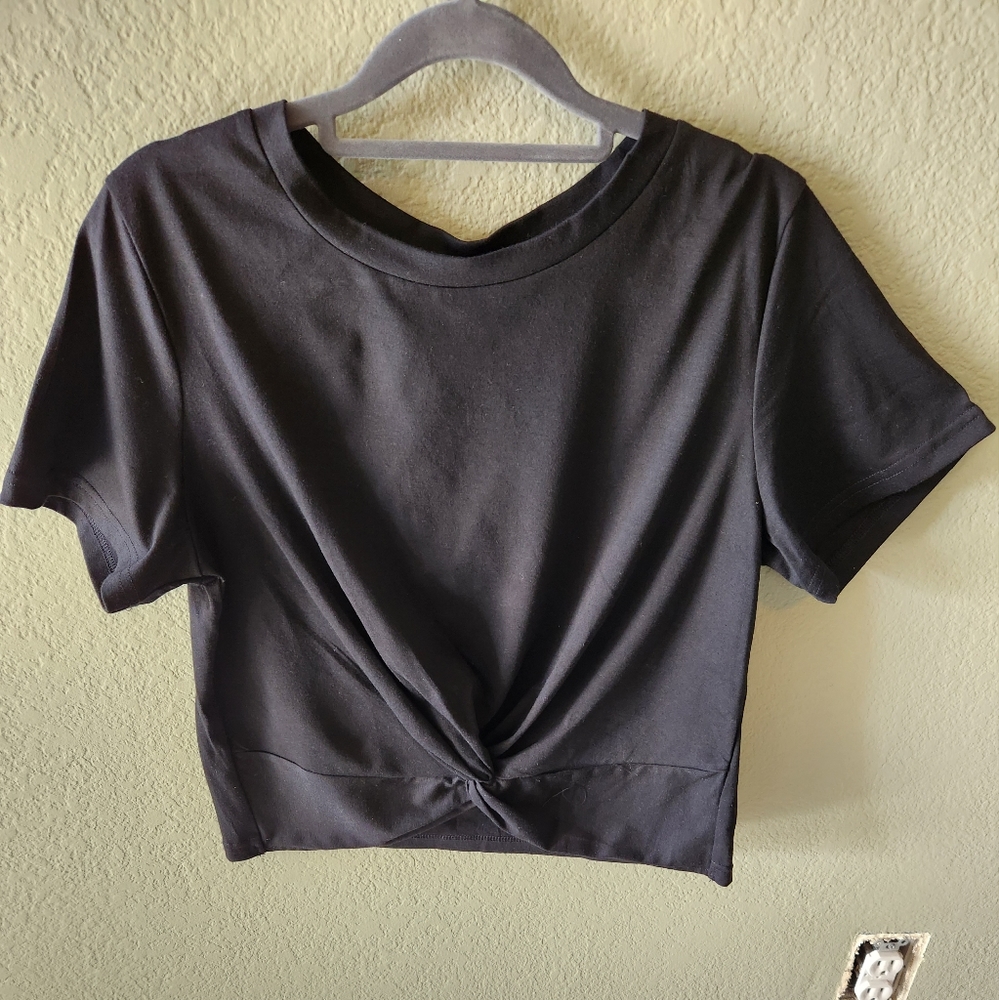 Crop Top Twist Front Short Sleeve - NWT